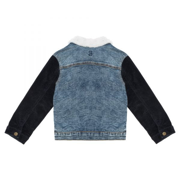 Deux par Deux Veste en French Terry de Denim avec col en sherpa Collection Planète Pompon VENTE FINALE - AUCUN RETOUR - Image 2