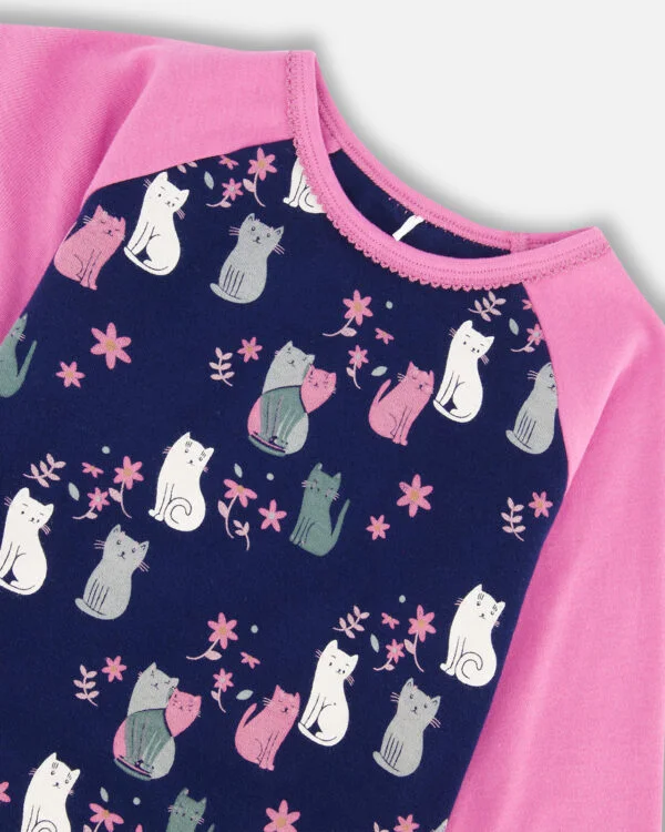 Deux par Deux Ensemble pyjama deux pièces Imprimés Chat VENTE FINALE – AUCUN RETOUR – Image 3