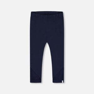 Deux par Deux Legging capri avec filet bleu marine en coton biologique