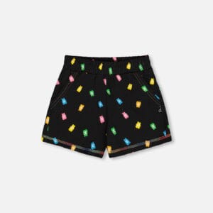 Deux par Deux Short imprimé noir avec bonbons multicolores