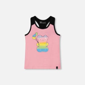 Deux par Deux Camisole dos nageur rose bonbon et noire en coton biologique