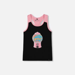 Deux par Deux Camisole dos nageur noire avec machine à bonbons en coton biologique