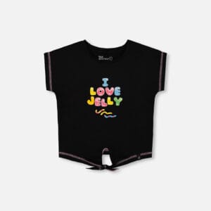 Deux par Deux T-shirt avec nœud imprimé noir et multicolore en coton biologique