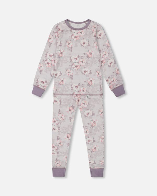 Deux par Deux Pyjama imprimés à fleurs en coton biologique – Image 2
