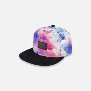 Deux par Deux Casquette imprimée avec papillons sur fond noir et multicolore