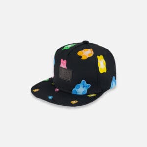 Deux par Deux Casquette imprimée noir avec jujubes multicolores