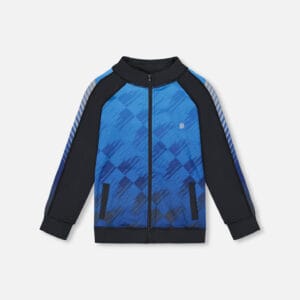 Deux par Deux Cardigan athlétique zippé imprimé bleu et noir