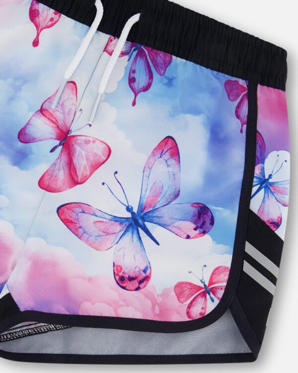 Deux par Deux Short athlétique imprimé rose, bleu et papillons - Image 3