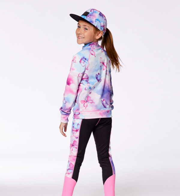 Deux par Deux Legging athlétique blocs de couleurs noir et papillons multicolores - Image 4