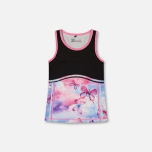 Deux par Deux Camisole athlétique imprimée bloc de couleurs rose, bleu et papillons