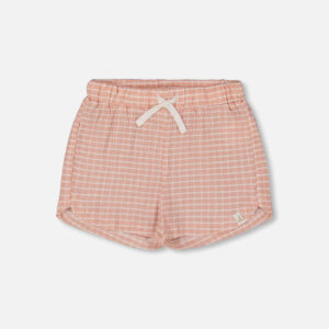 Deux par Deux Short en tissu froissé à carreaux vichy vieux rose clair