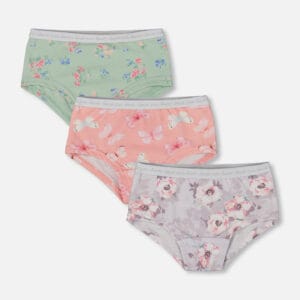 Culottes garçonnes imprimées à fleurs et papillons en coton biologique (lot de 3)