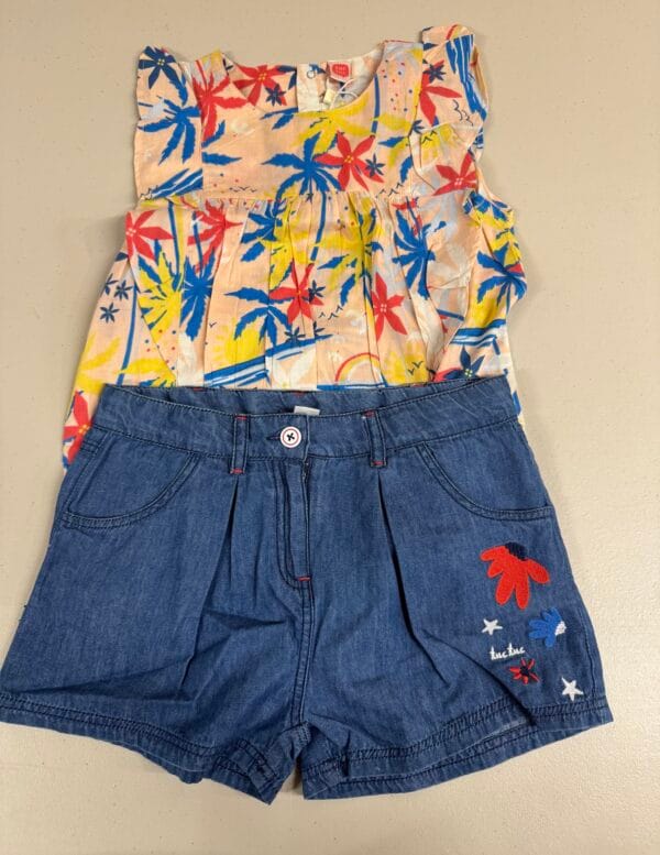 Tuc Tuc Short en Jean Bleu et  Blouse Popeline  VENTE FINALE - AUCUN RETOUR