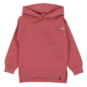 Chandail long à capuchon Filles Rouge  Balade Automnale