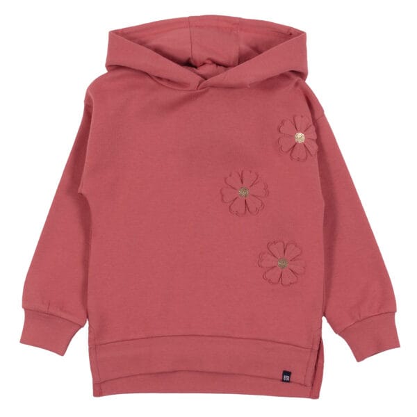 Chandail long à capuchon Filles Rouge  Balade Automnale