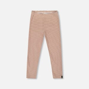 Deux par Deux Legging côtelé rayé beige et blanc cassé PRÉVENTE