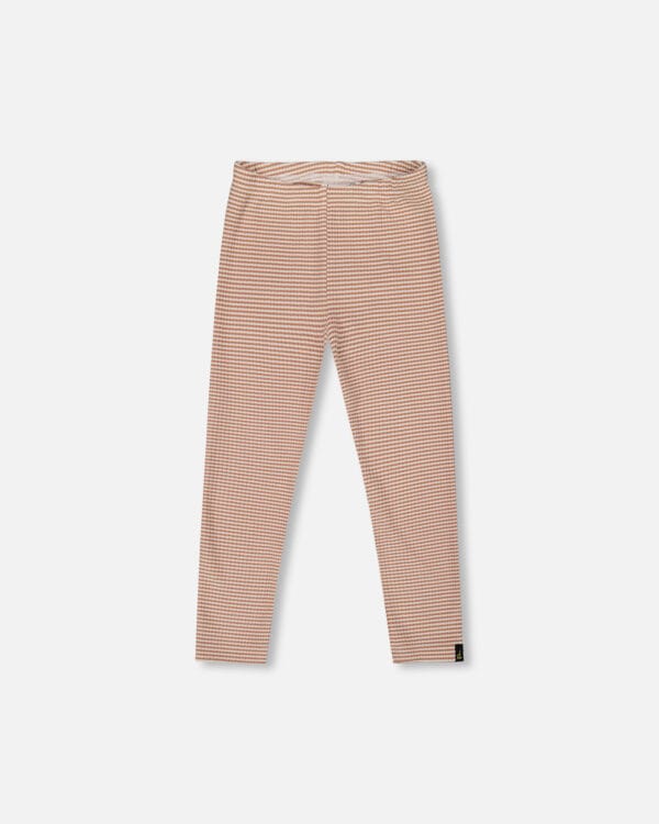 Deux par Deux Legging côtelé rayé beige et blanc cassé PRÉVENTE