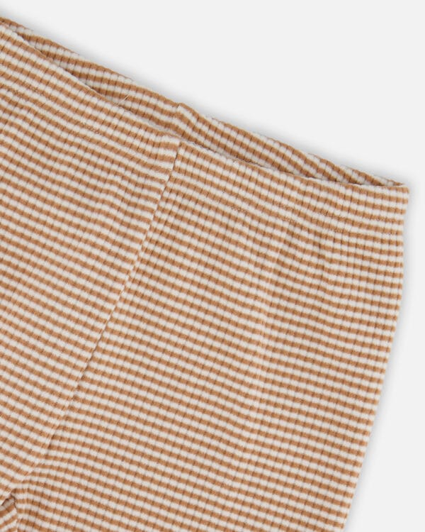 Deux par Deux Legging côtelé rayé beige et blanc cassé PRÉVENTE – Image 3