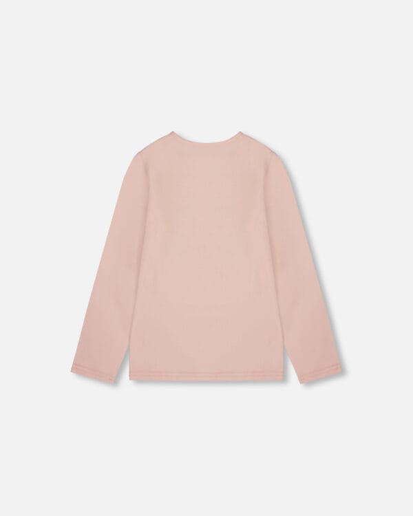 Deux par Deux T-shirt manches longues en coton biologique rose pâle avec grandes fleurs PRÉVENTE – Image 2