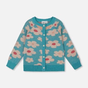 Deux par Deux Cardigan en tricot boutonné sur le devant bleu turquoise