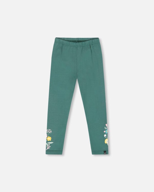 Deux par Deux Legging vert foncé imprimé de fleurs PRÉVENTE