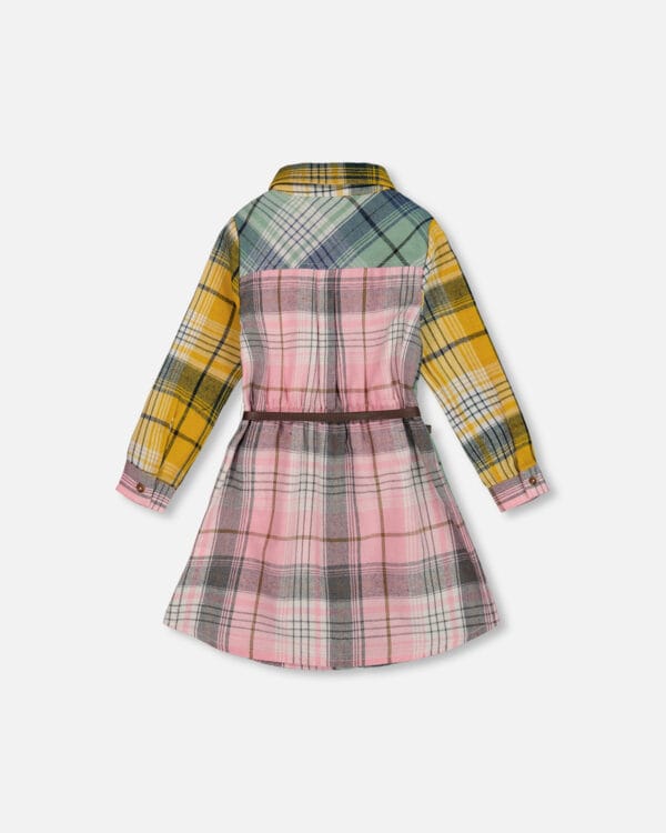 Deux par Deux Robe chemisier avec ceinture vert, rose et jaune PRÉVENTE – Image 2