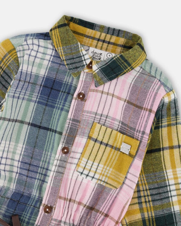 Deux par Deux Robe chemisier avec ceinture vert, rose et jaune PRÉVENTE – Image 3
