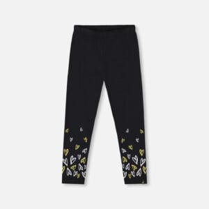 Deux par Deux Legging en coton biologique vieux rose imprimé cœurs PRÉVENTE