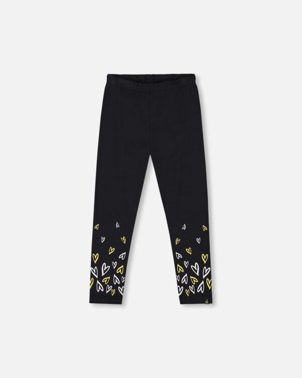 Deux par Deux Legging en coton biologique vieux rose imprimé cœurs PRÉVENTE