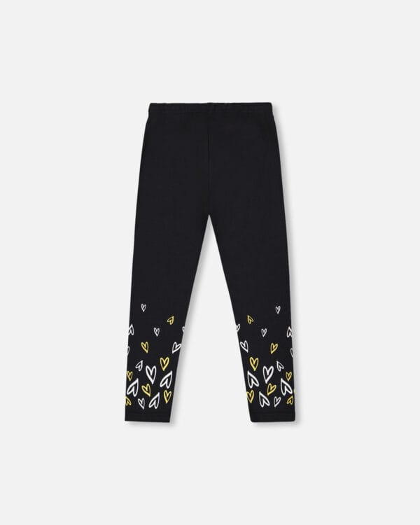 Deux par Deux Legging en coton biologique vieux rose imprimé cœurs PRÉVENTE – Image 2