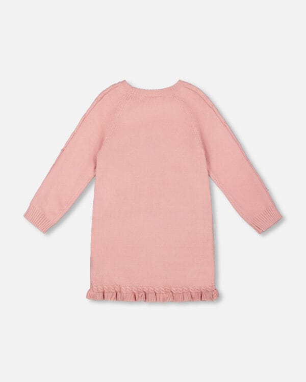 Deux par Deux Robe en tricot vieux rose avec intarsia de licorne – Image 2