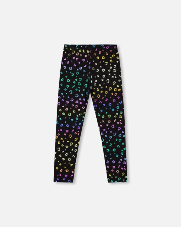 Deux par Deux Legging en jersey extensible multicolore imprimé léopard PRÉVENTE