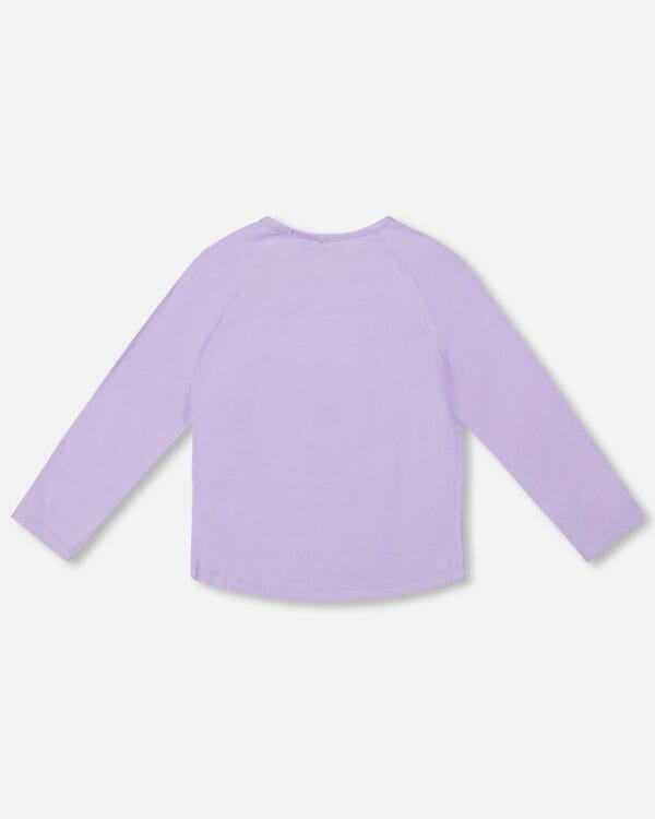 Deux par Deux T-shirt manches longues en coton biologique lavande avec licorne en paillettes – Image 2
