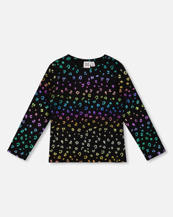 Deux par Deux T-shirt en jersey extensible multicolore imprimé léopard PRÉVENTE