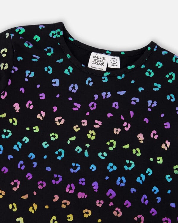 Deux par Deux T-shirt en jersey extensible multicolore imprimé léopard PRÉVENTE – Image 3