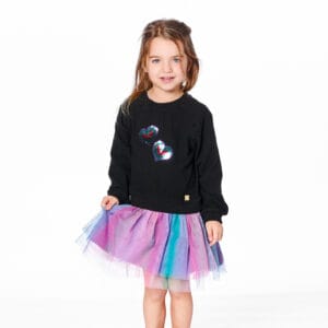 Deux par Deux Robe bi-matière noire avec jupe en tulle