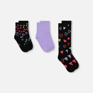 Deux par Deux Lot de 3 paires de chaussettes en tricot noir et multicolore PRÉVENTE
