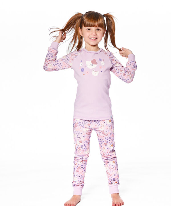 Deux par Deux Pyjama deux pièces lilas imprimé chats en coton biologique PRÉVENTE