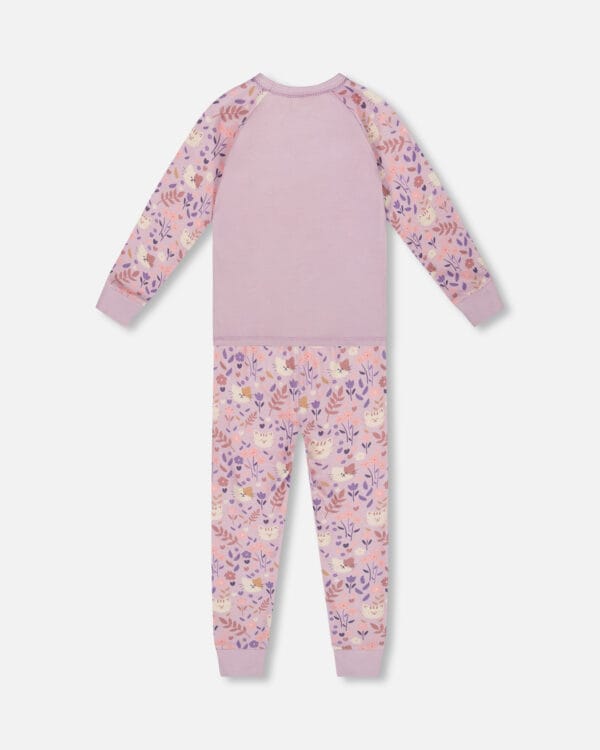 Deux par Deux Pyjama deux pièces lilas imprimé chats en coton biologique PRÉVENTE – Image 3