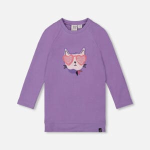 Deux par Deux Tunique en jersey ultra-doux avec imprimé graphique mauve PRÉVENTE