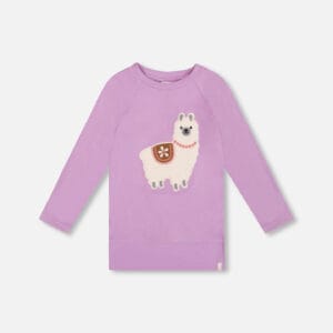 Tunique en jersey brossé ultra doux mauve avec lama