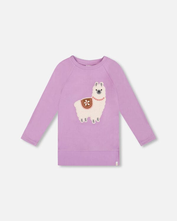 Tunique en jersey brossé ultra doux mauve avec lama