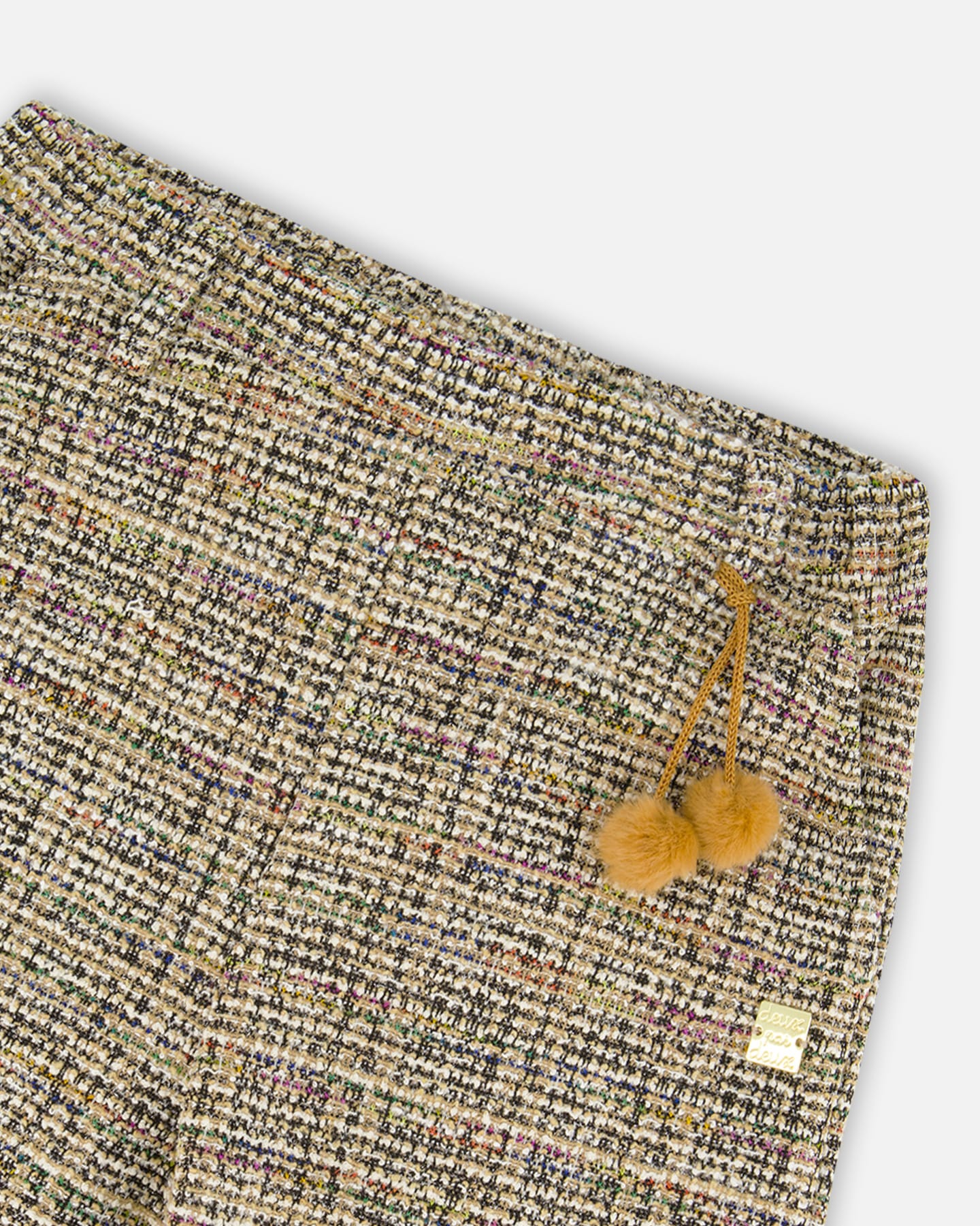Pantalon évasé en tweed beige et noir – Image 4